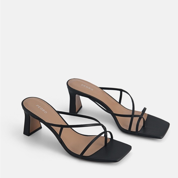 NWOT Pedro Black Strappy Women's Heels - Picture 9 of 11